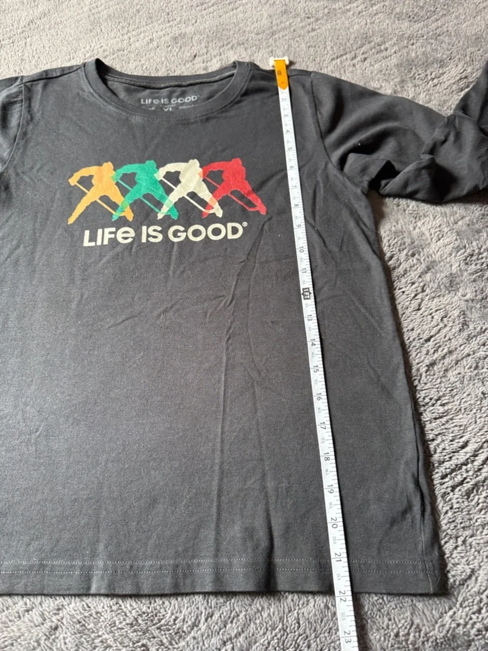 Life is Good Crusher Long Sleeve Shirt Hockey Gray Kids XL
